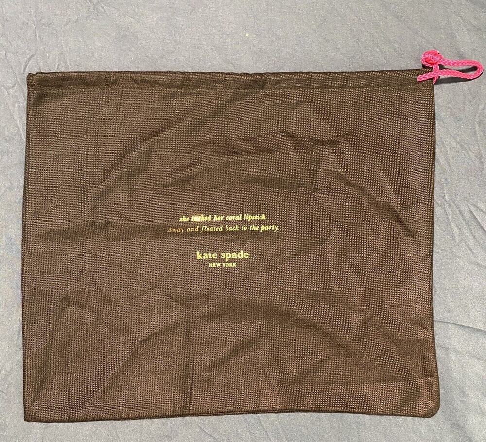Kate Spade NY Brown Purse Dust Bag Cover w/ Pink Drawstring Closure 13.5 X 11.5”
